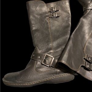 BOC Stylish Black Leather Boots for Women 10 WIDE CALF